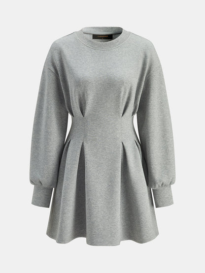 Beli Pileli Sweatshirt Mini Elbise