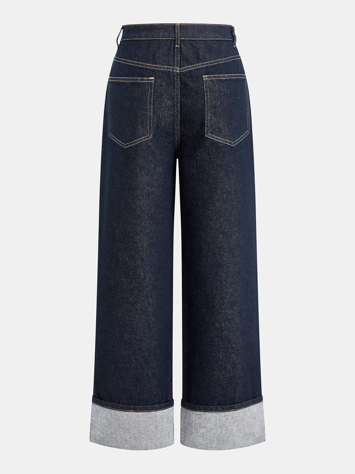 Paçası Kıvrımlı Düz Kesim Jean
