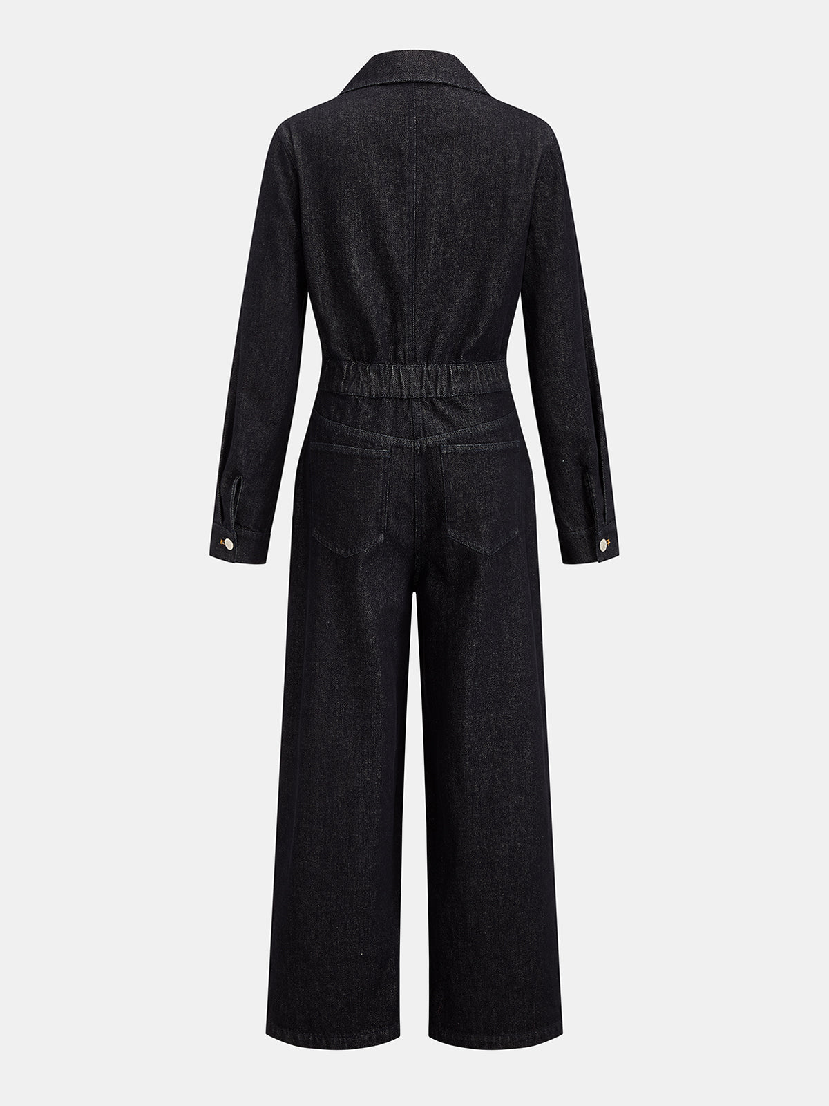 Önden Düğmeli Yakalı Denim Tulum