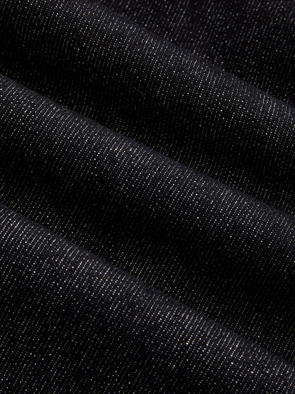 Önden Düğmeli Yakalı Denim Tulum