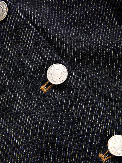 Önden Düğmeli Yakalı Denim Tulum