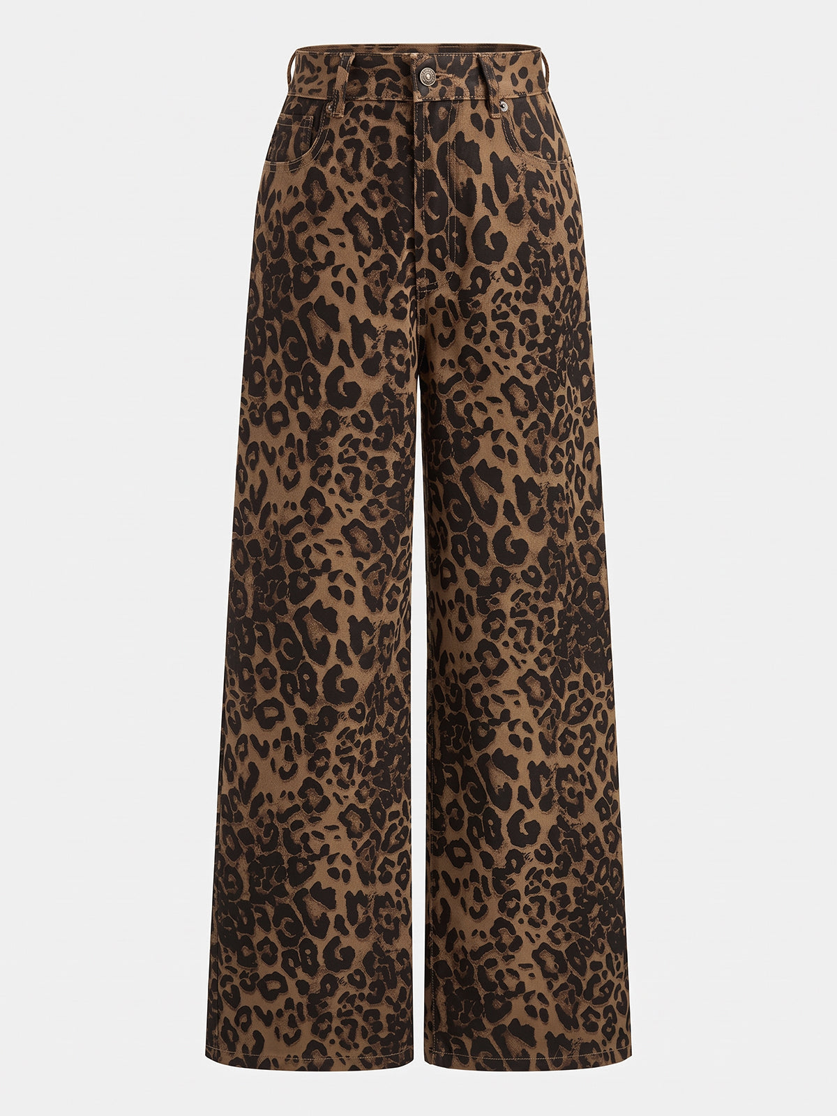 Vintage Leopar Desenli Bol Paça Jean