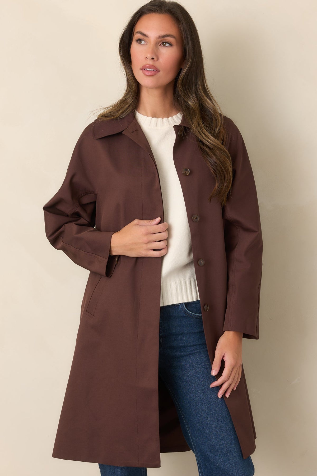 Çikolata Kahve Oversize Uzun Trençkot