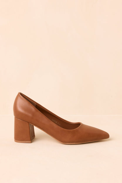 Camel Sivri Burun Kalın Topuklu Stiletto