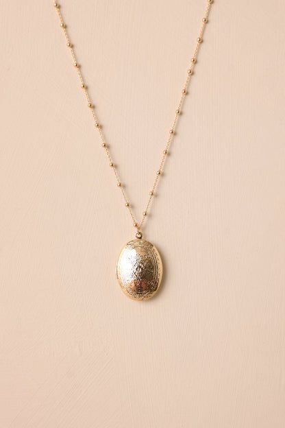 Gold Oval Kapaklı Madalyon Kolye