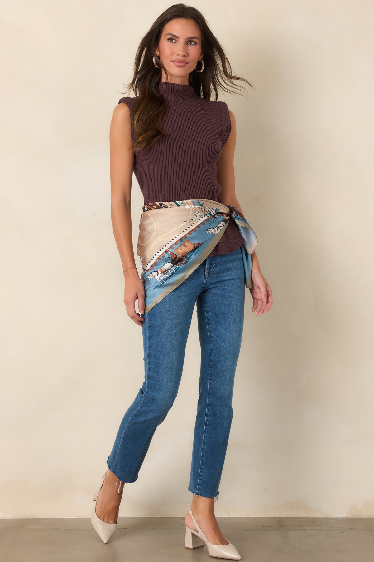 Çikolata Kahve Fitilli Peplum Triko Bluz