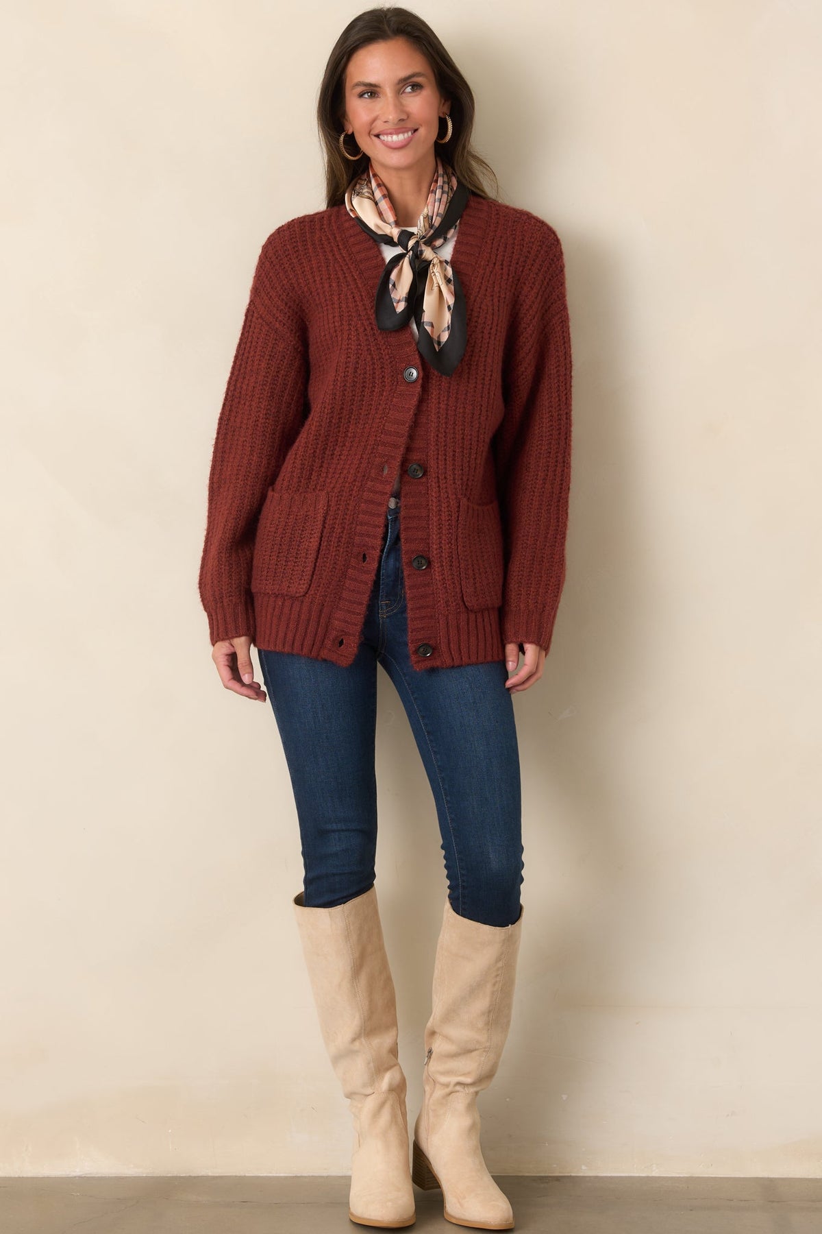 Kırmızı Oversize Triko Hırka