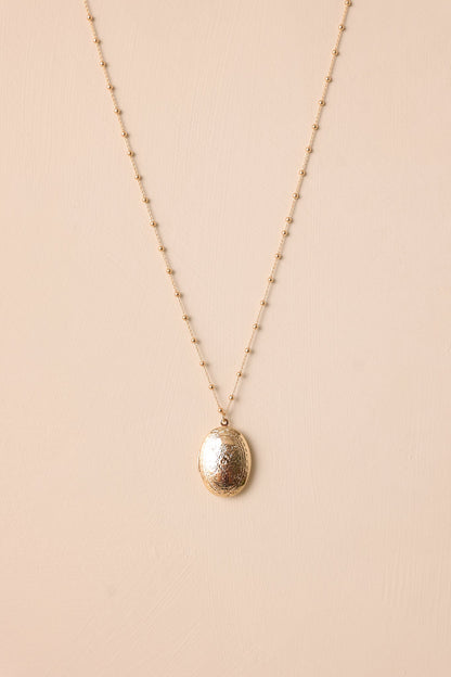 Gold Oval Kapaklı Madalyon Kolye