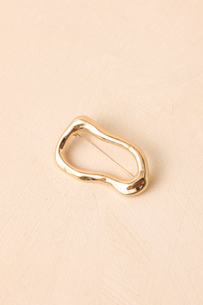 Gold Soyut Çerçeve Formlu Broş