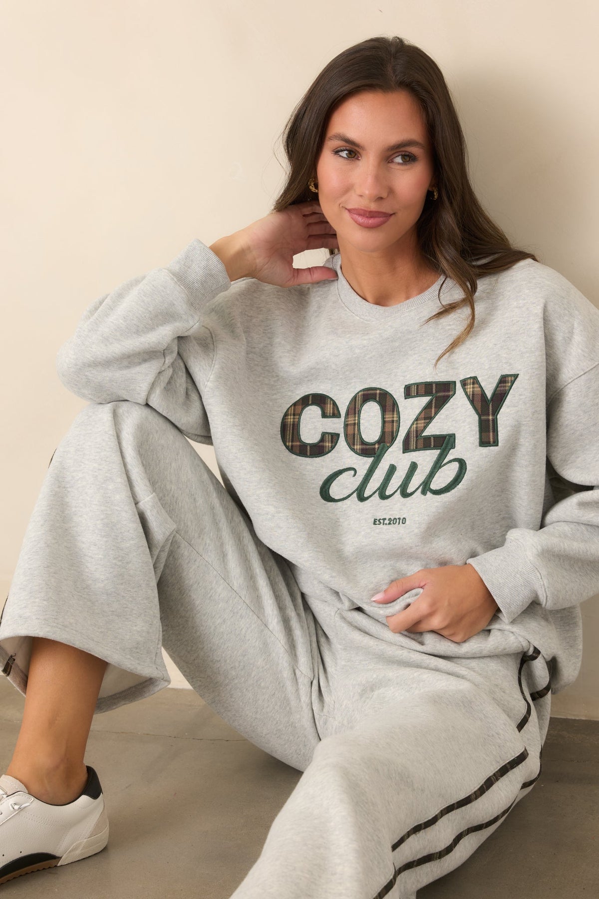 Cozy Club Kırçıllı Gri Bisiklet Yaka Sweatshirt