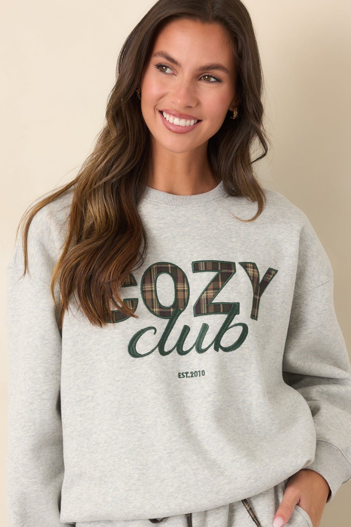 Cozy Club Kırçıllı Gri Bisiklet Yaka Sweatshirt