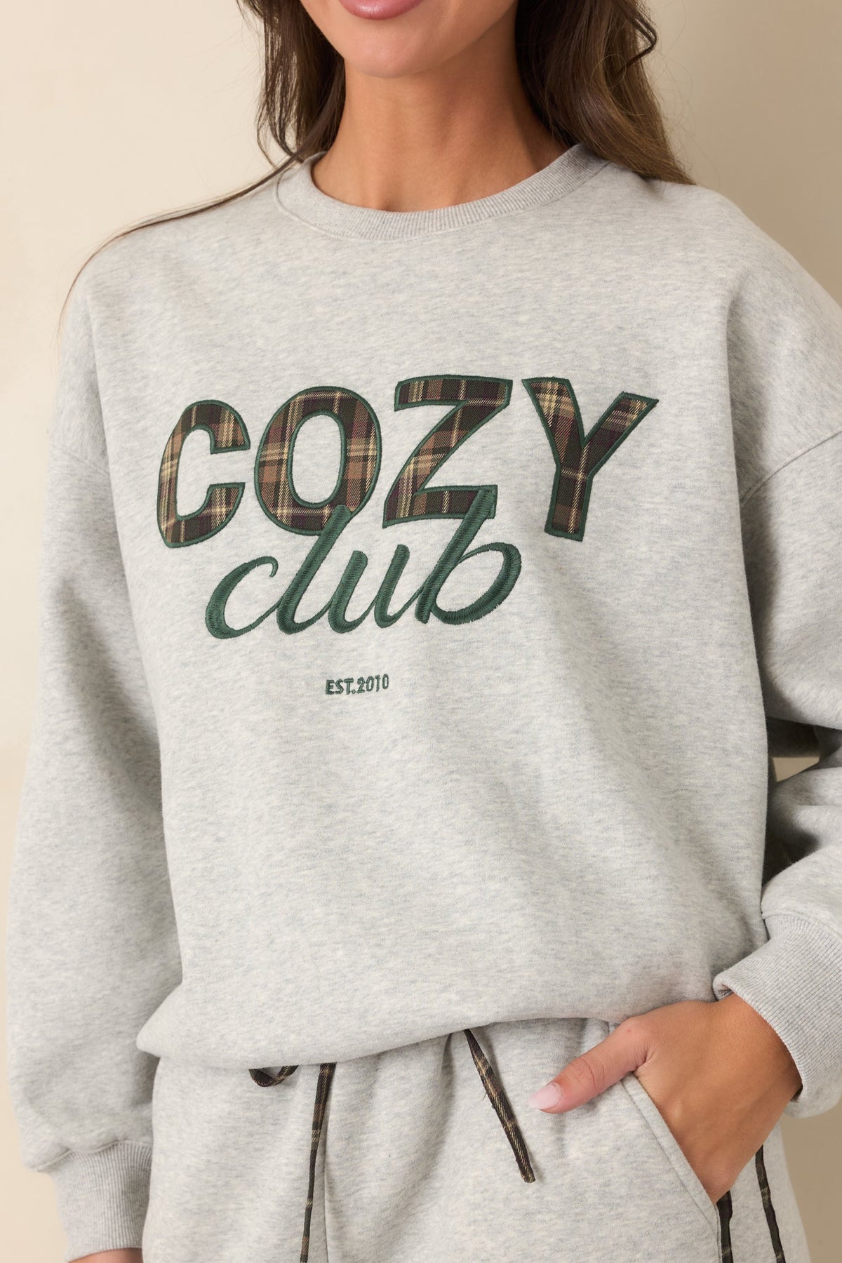 Cozy Club Kırçıllı Gri Bisiklet Yaka Sweatshirt