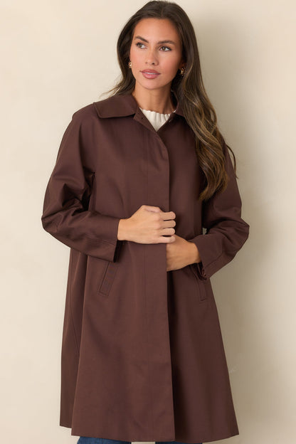 Çikolata Kahve Oversize Uzun Trençkot