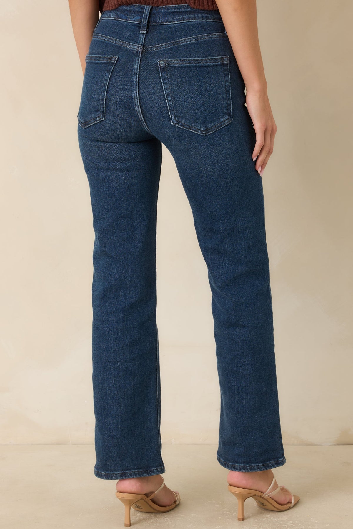 Koyu Mavi Yüksek Bel Düz Paça Jean