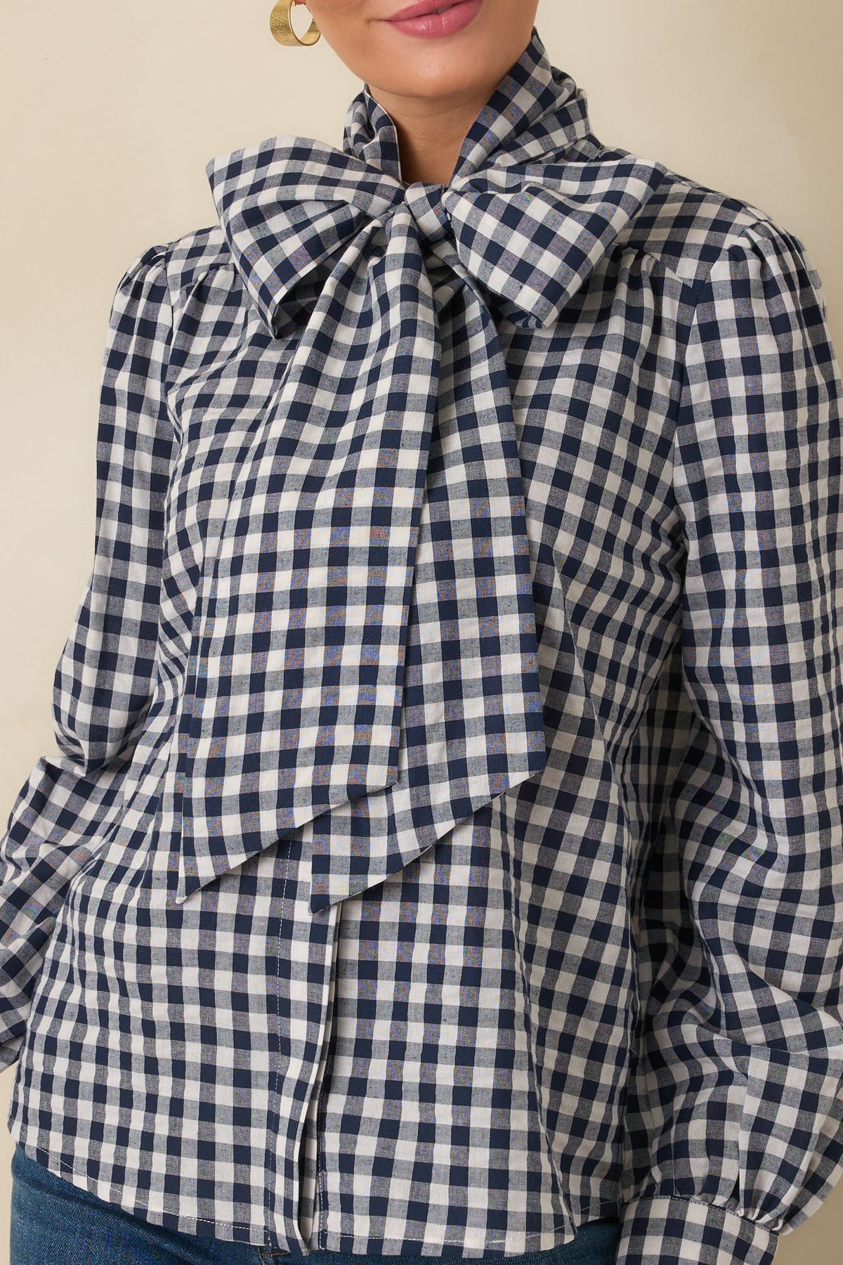 Parker Lacivert Pötikareli Fularlı Pamuklu Bluz