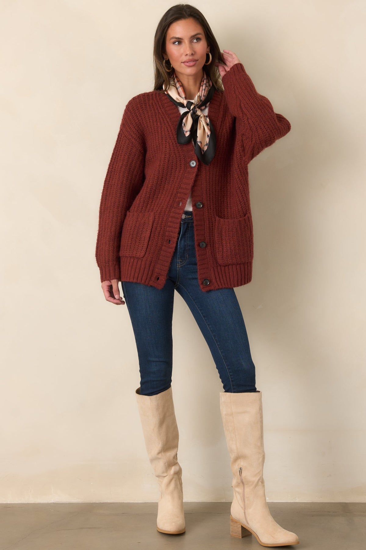 Kırmızı Oversize Triko Hırka