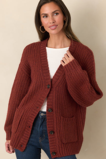 Kırmızı Oversize Triko Hırka
