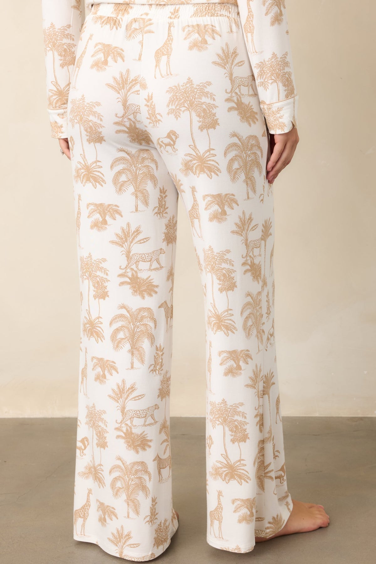 Ekru Safari Desenli Pijama Altı