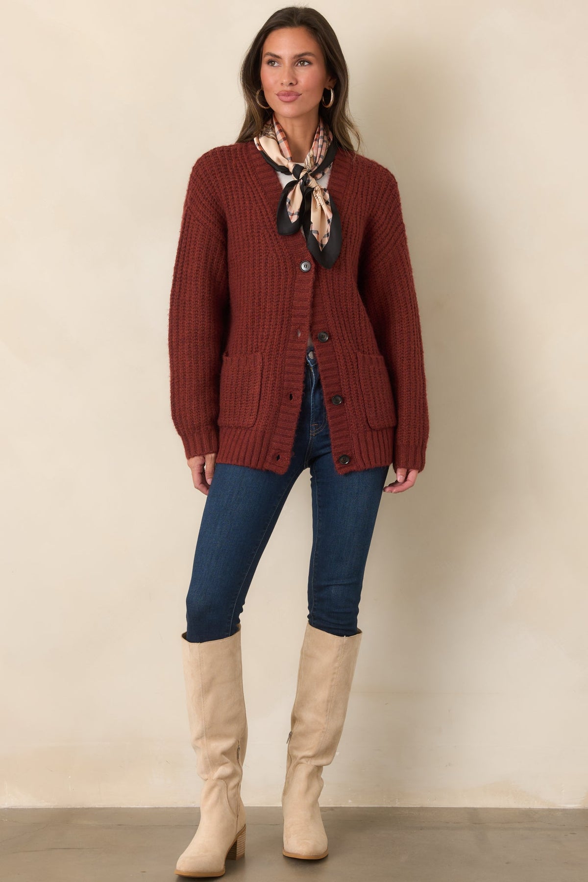 Kırmızı Oversize Triko Hırka