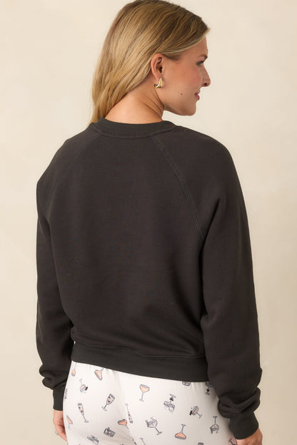 Yıkamalı Siyah Hayalet Baskılı Sweatshirt