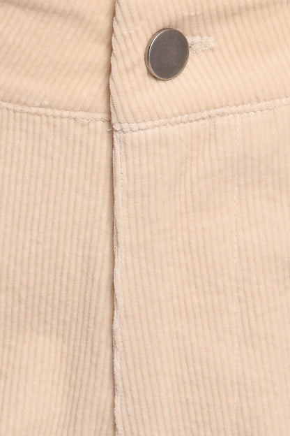 Kendall Krem Fitilli Kadife Düz Paça Jean Pantolon