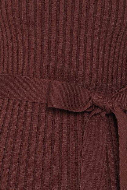 Rhianna Kuru Üzüm Kahvesi Midi Triko Elbise