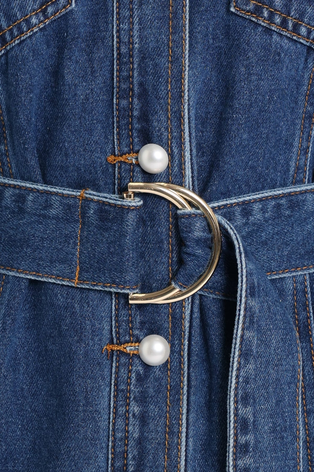 Robina İndigo Denim Uzun Kollu Mini Elbise