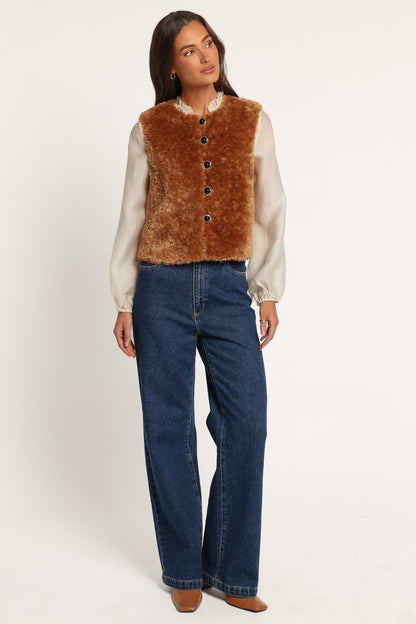 Beslie Camel Peluş Yelek