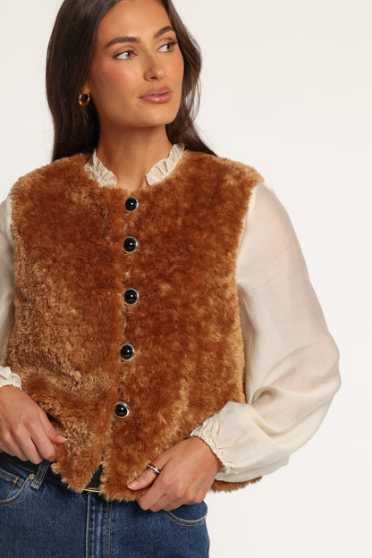 Beslie Camel Peluş Yelek