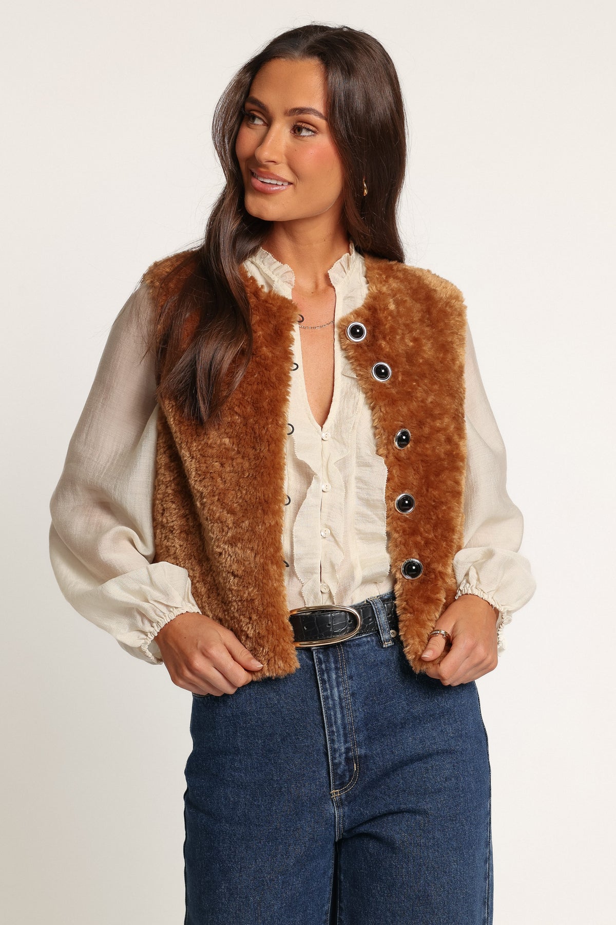 Beslie Camel Peluş Yelek