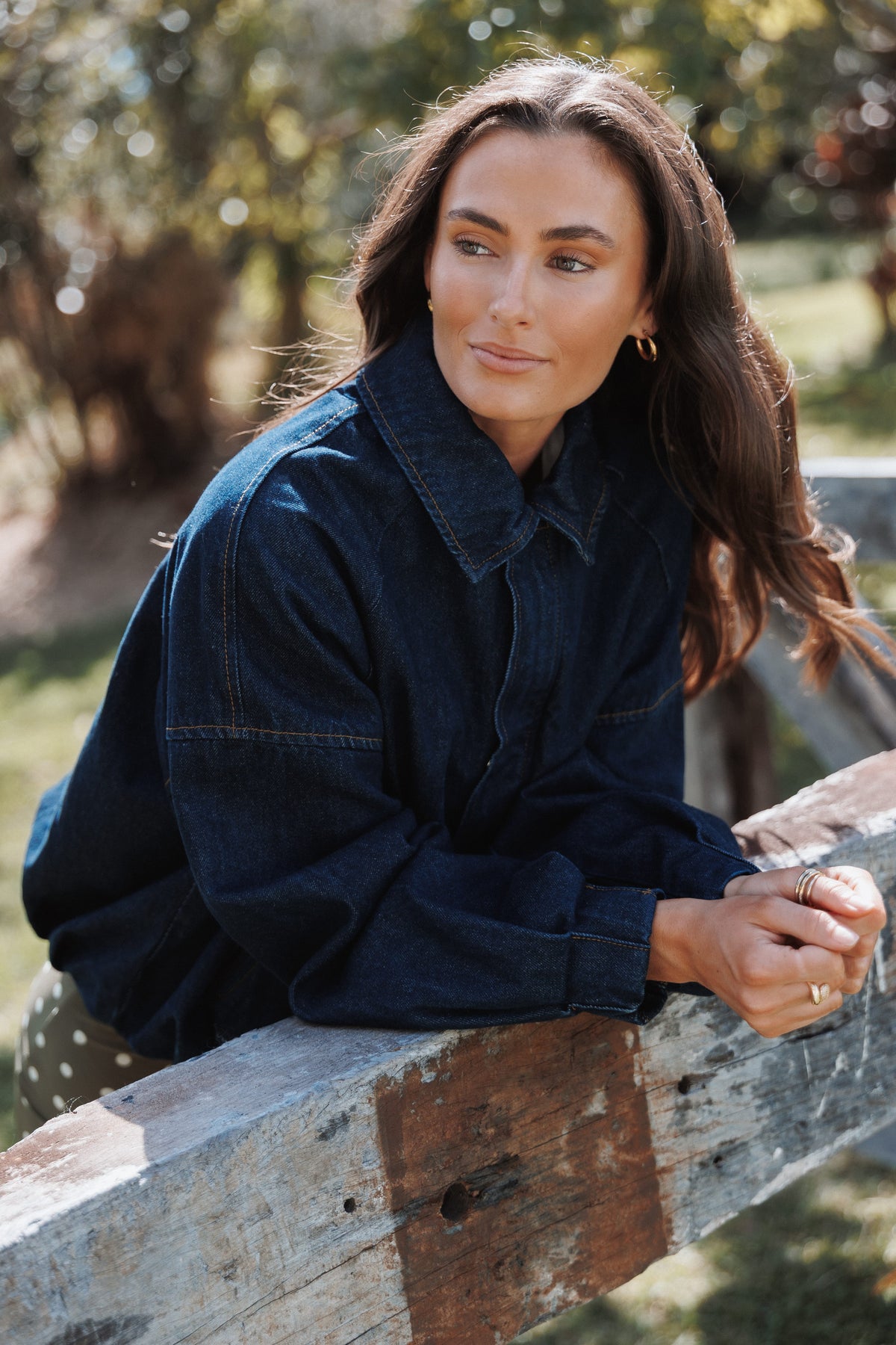 Janet Koyu Denim Yıkama Bomber Ceket