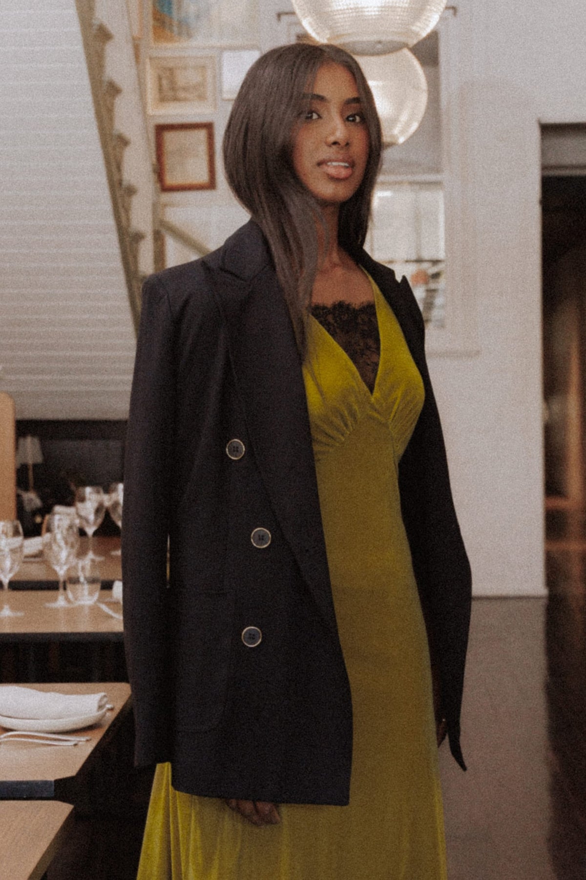 Lucinda Siyah Tok Örme Kruvaze Blazer Ceket