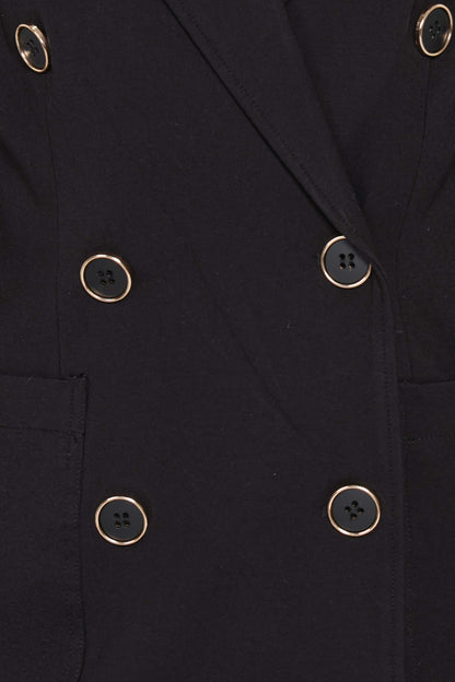 Lucinda Siyah Tok Örme Kruvaze Blazer Ceket
