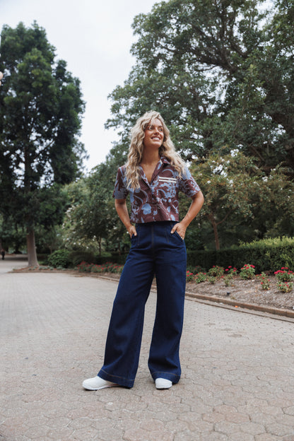 Evandra İndigo Düz Paça Denim Pantolon