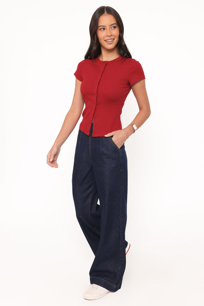 Evandra İndigo Düz Paça Denim Pantolon