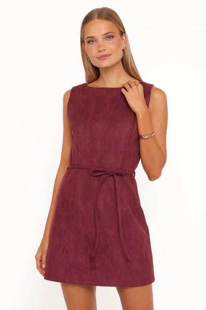 Sharna Bordo Mini Elbise
