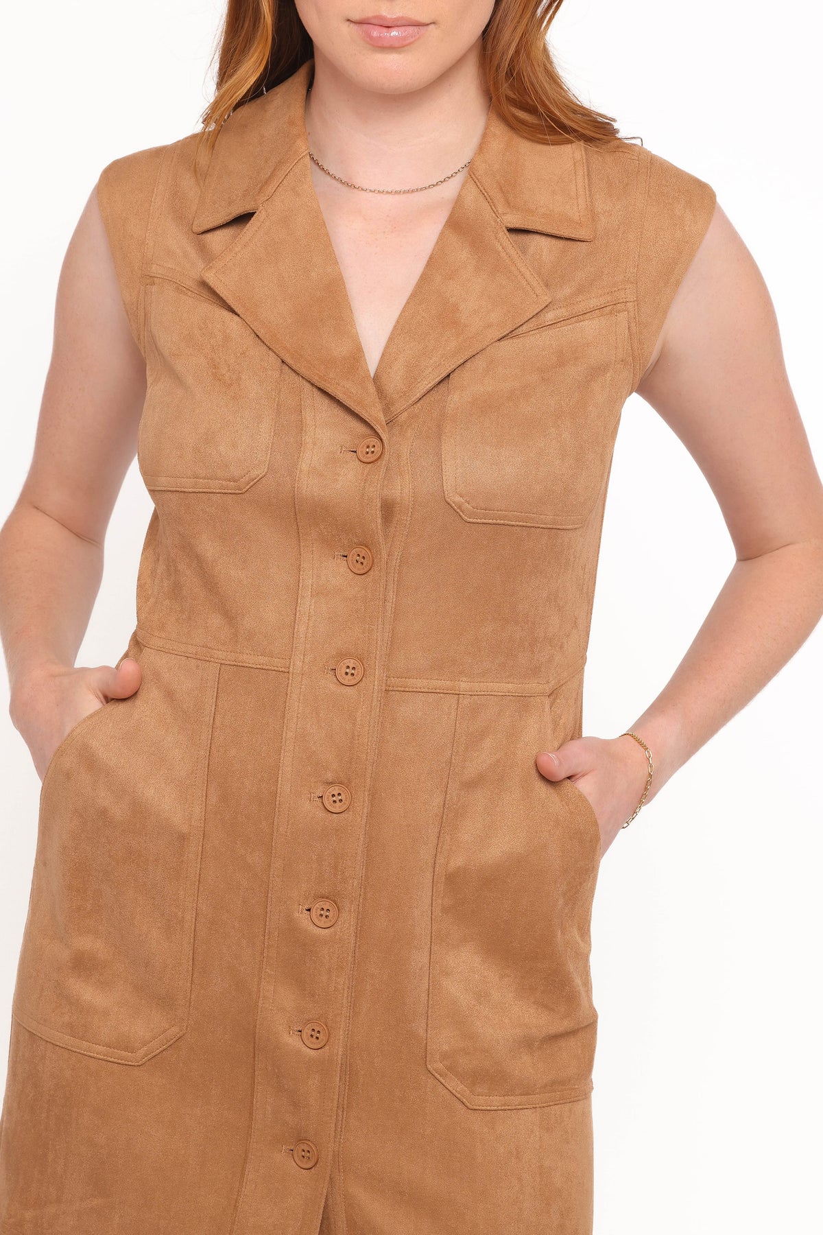 Xoey Camel Süet Görünümlü Mini Elbise