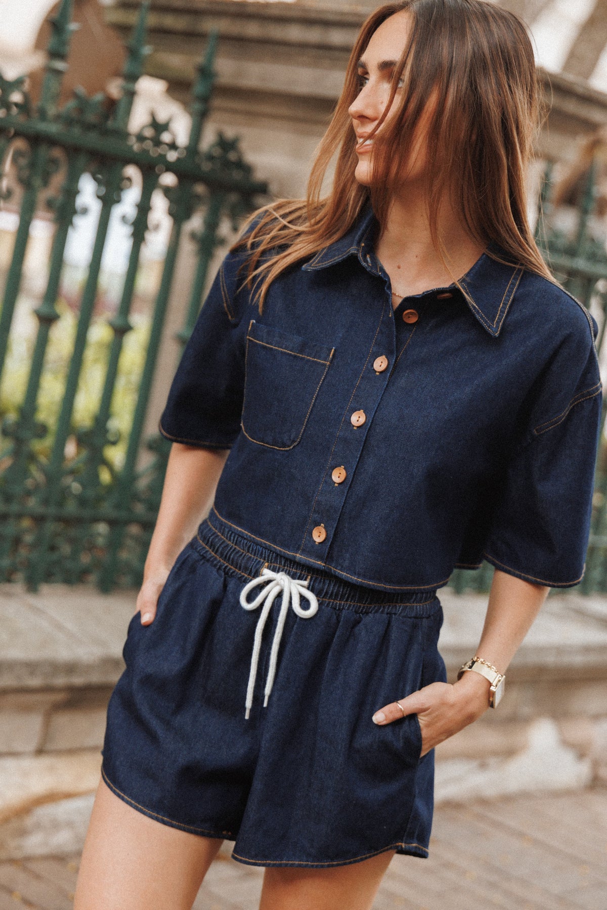 Bels İndigo Denim Şort Takımı