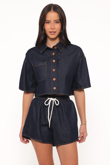Bels İndigo Denim Şort Takımı