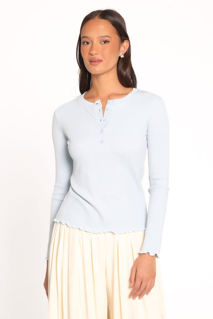 Nicoletta Açık Mavi Henley Yakalı Bluz