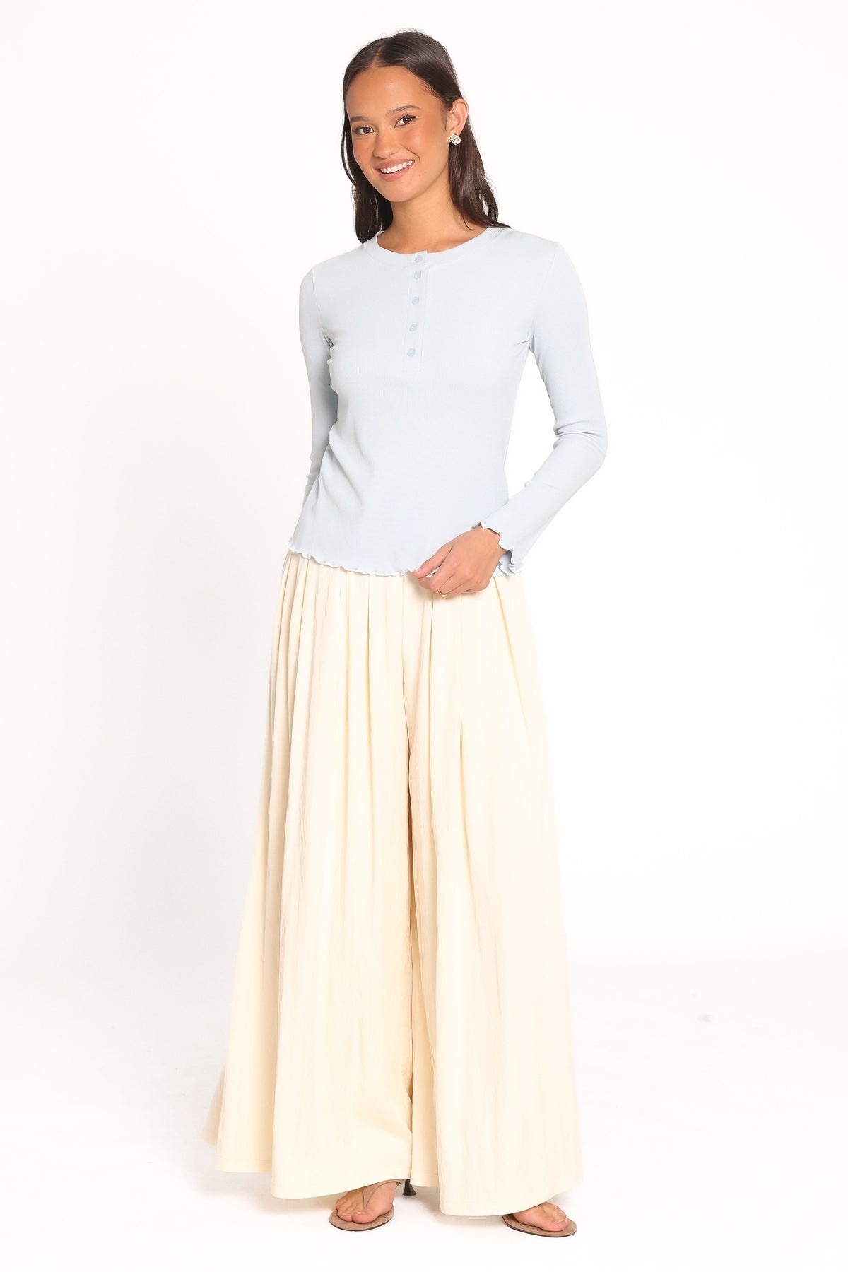Nicoletta Açık Mavi Henley Yakalı Bluz
